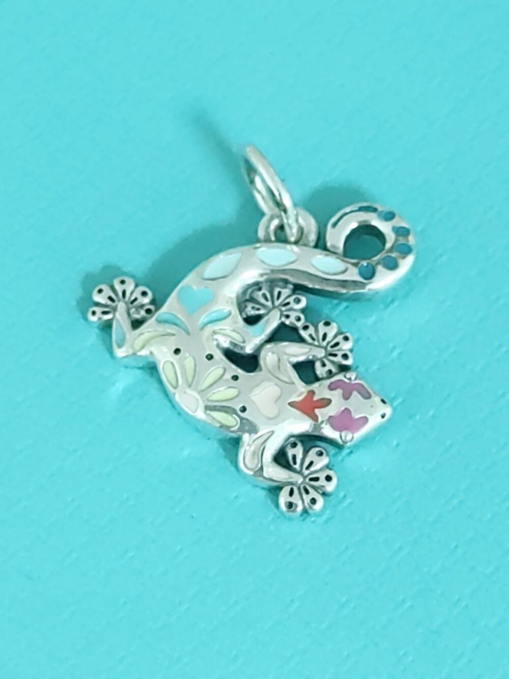 James Avery Enamel Festive Gecko Charm Sterling Silver Pendant with box